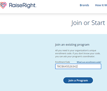 RaiseRight enrollment code